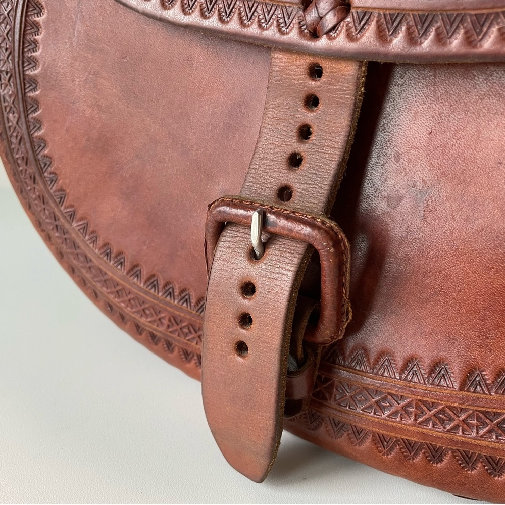 Mexican leather handbag cognac color large - Picture 5 of 11